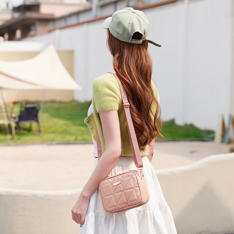 Triangle Rhombus Embroidered Trendy Stylish Portable Simple Large Capacity Light Women's Messenger Bag