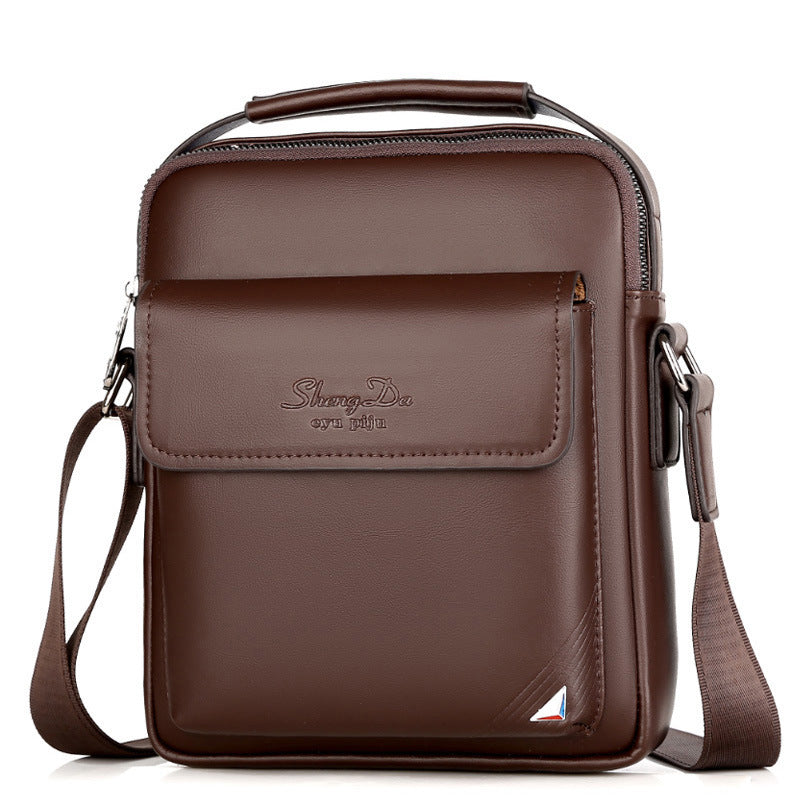 Men's Style Business Commute Leather Vertical Large Men's Shoulder Bags