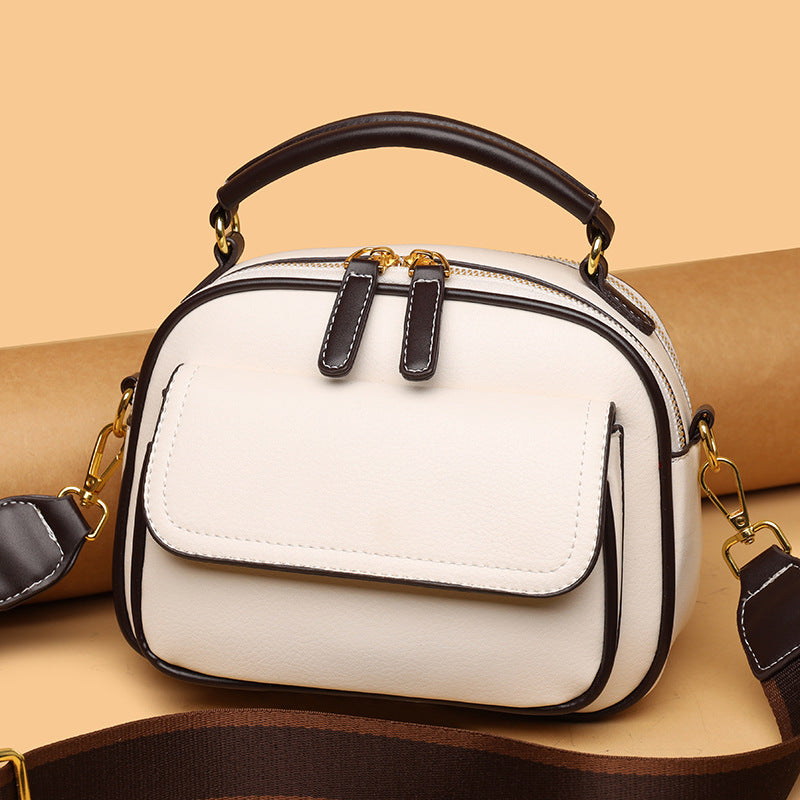 Women's Box Doctor Leather Pattern Versatile Contrast Color Bags