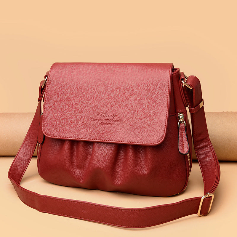 Trendy Female Lady High-grade Versatile Pleated Shoulder Bags