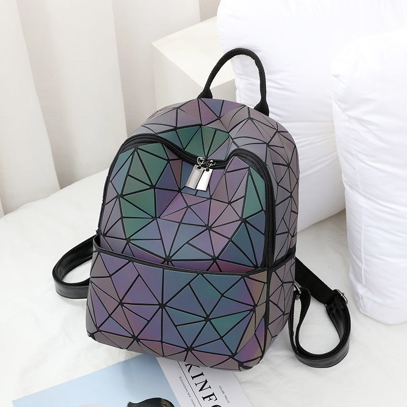 Women's Geometric Trend Rhombus Luminous Color Changing Backpacks