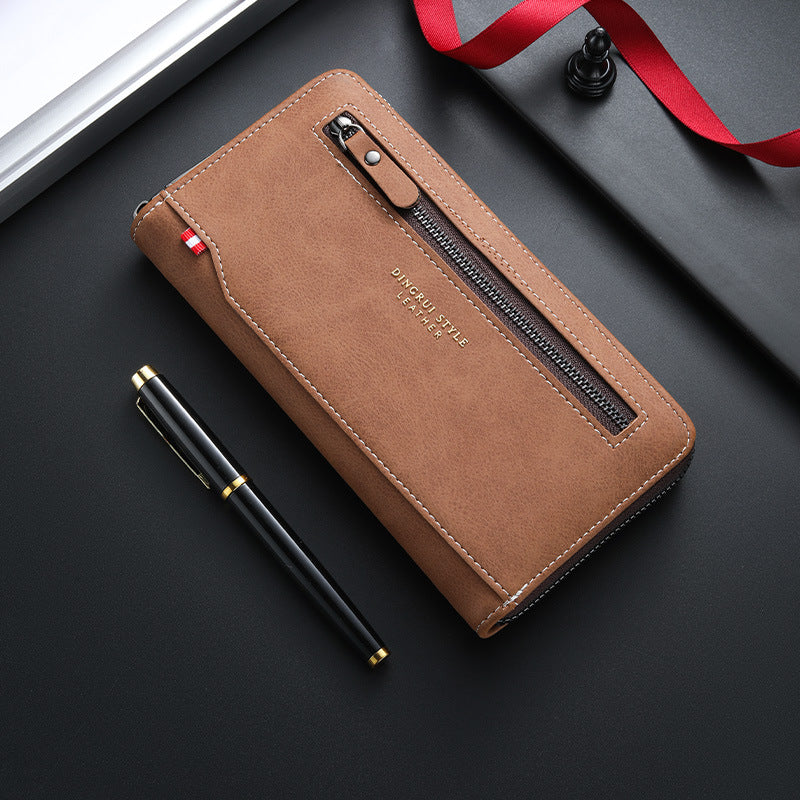 Men's Fashion Zipper Long Multiple Slots Large Men's Wallet