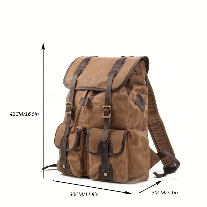 Men's Large Capacity Canvas Waterproof Drawstring Hiking Backpacks