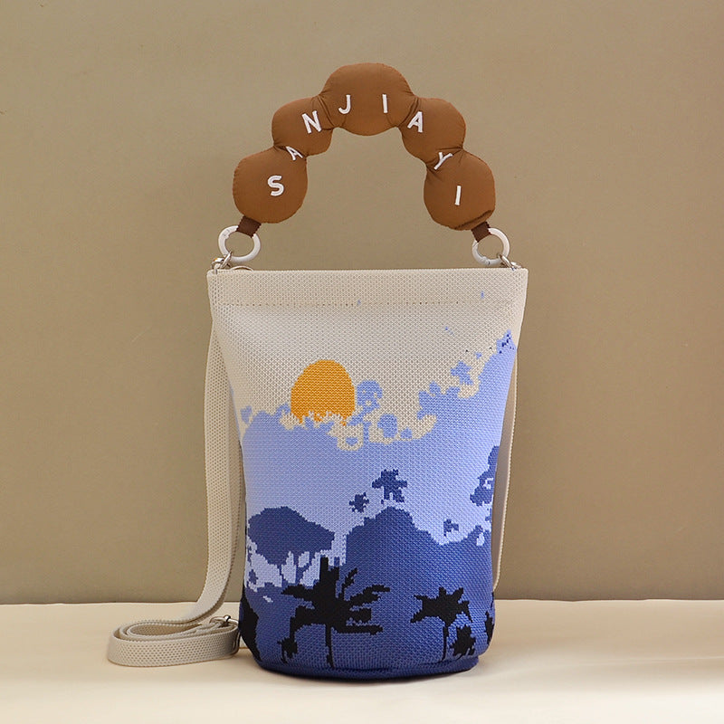 Women's Korean Style Knitted Cute Cartoon Unique Dopamine Flying Women's Handbag