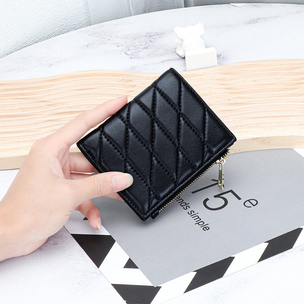 Women's Sheepskin Multiple Slots Fold Genuine Leather Ladies Wallet