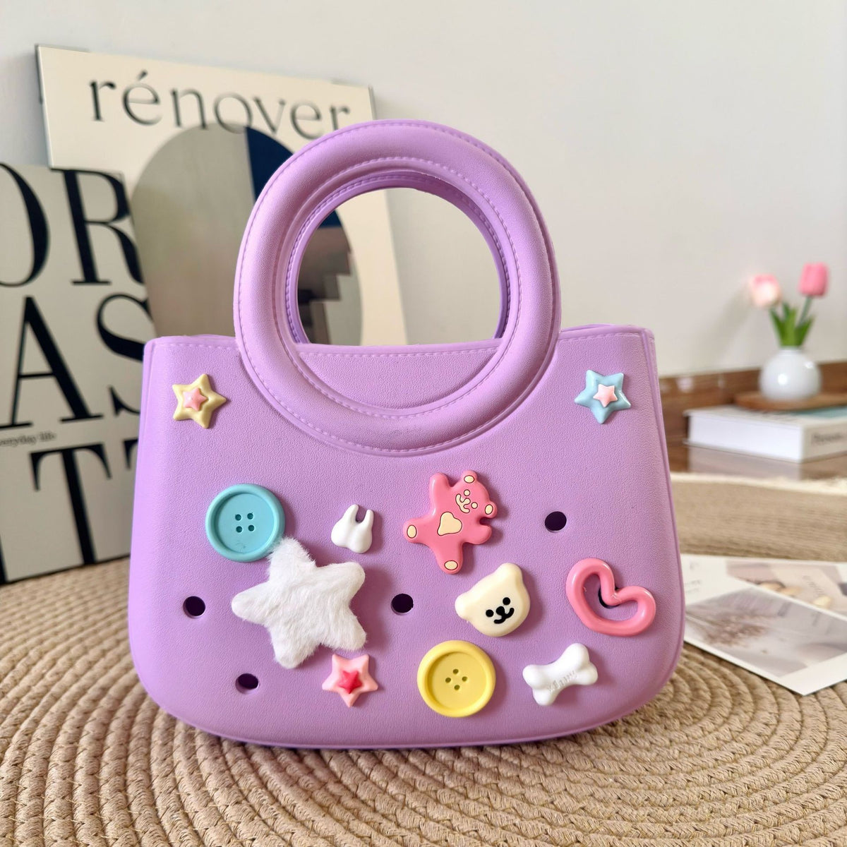 Women's Stylish Round Niche Hole Seaside Beach Bags