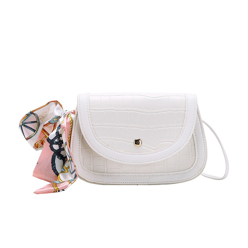 Women's Silk Scarf Fashion Crocodile Pattern Stone Women's Shoulder Bag
