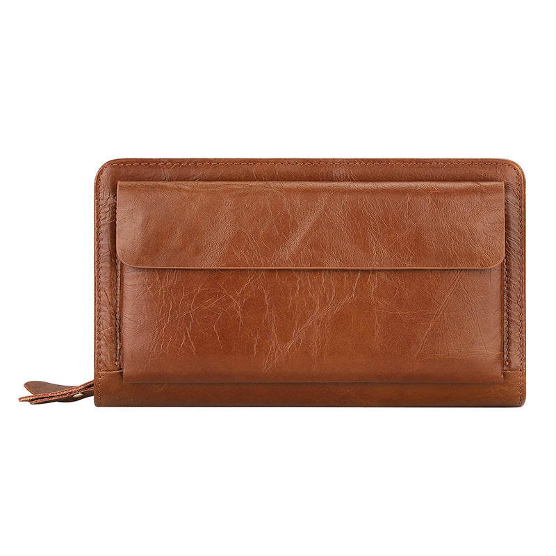 Men's Leather For Man Long Oil Wax Cowhide Men's Wallets