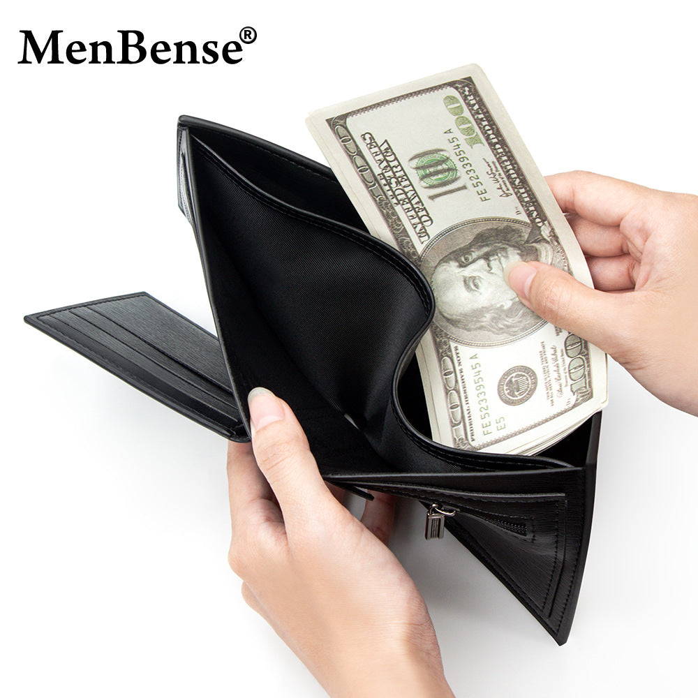 Men's Premium Leather Pattern Business Short Horizontal Hinge Multiple Bags