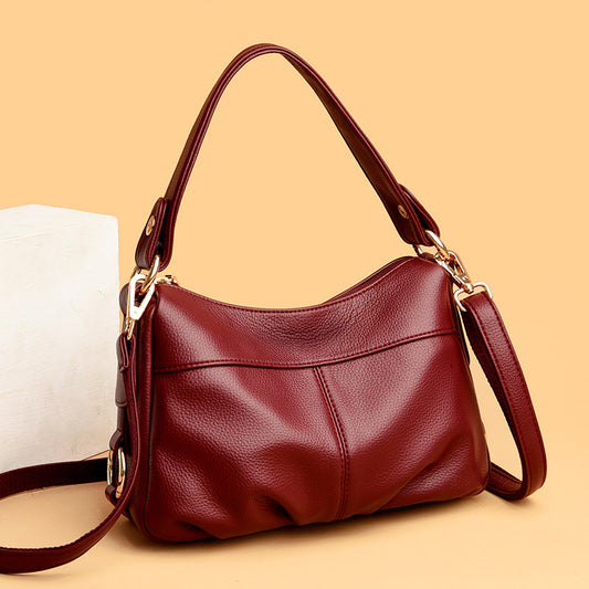 Women's Soft Leather Lightweight Large Capacity Mother's Shoulder Bags