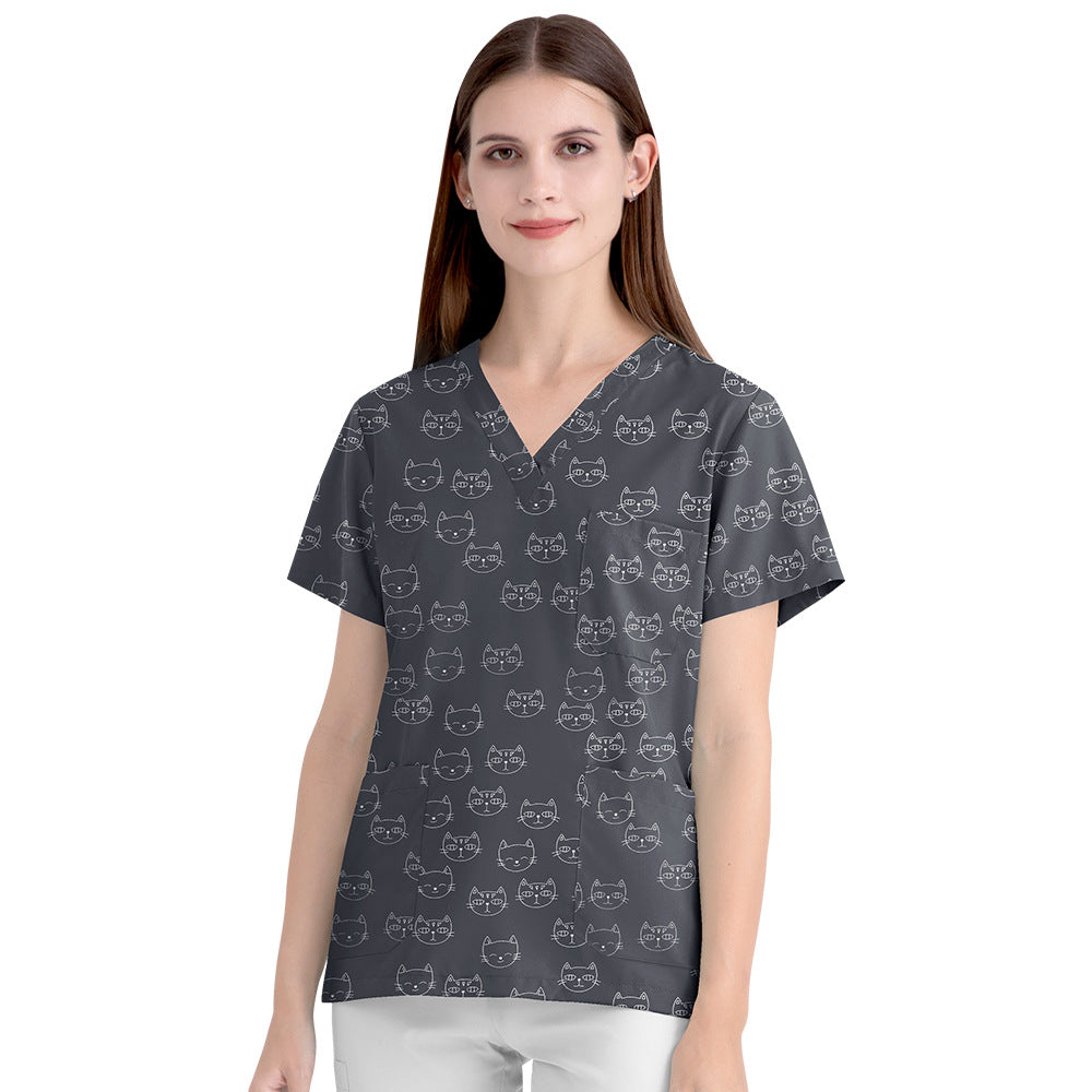 Women's Cartoon Print Surgical Gown Cloth For Uniform