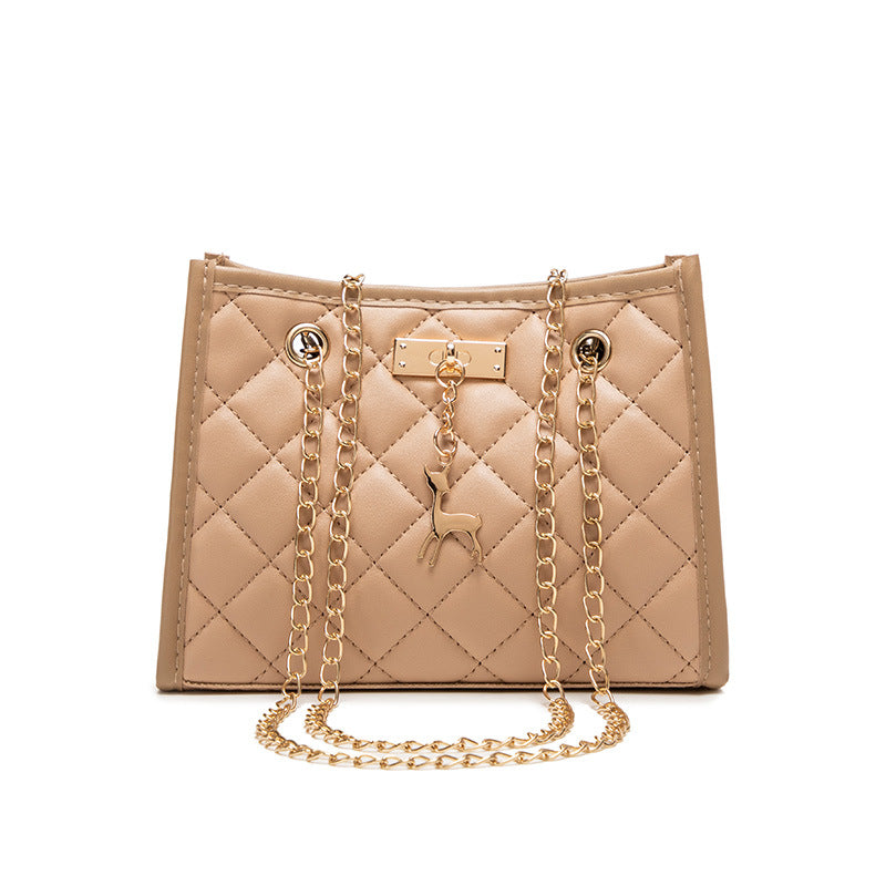 Women's Deer Pendant Decorative Embroidered Rhombus Single Women's Shoulder Bag