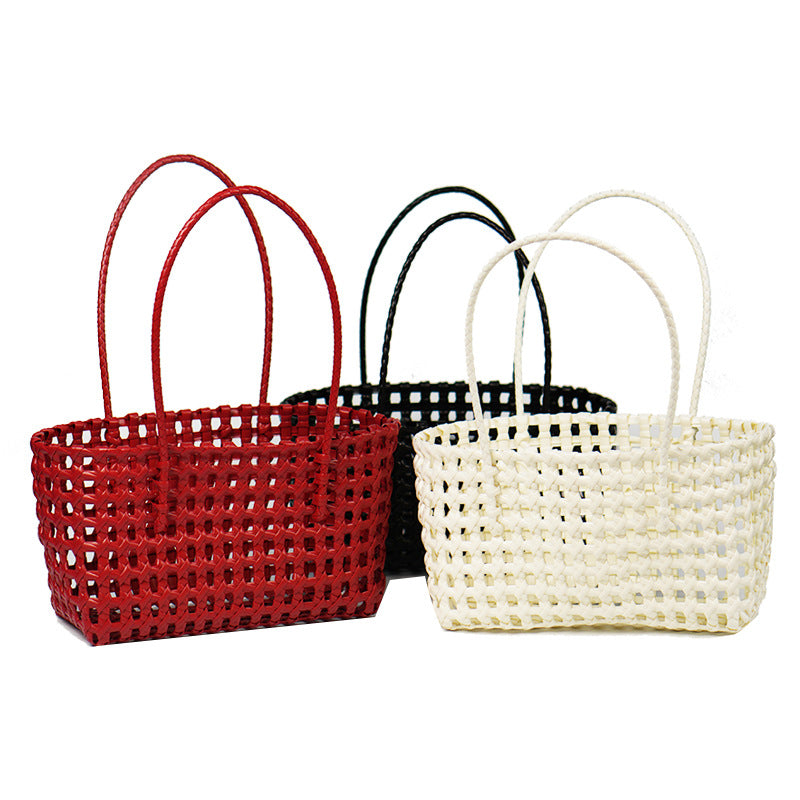 Niche Red Plastic Woven Hollow Out Commuter Hand Gift Underarm Women's Handbag