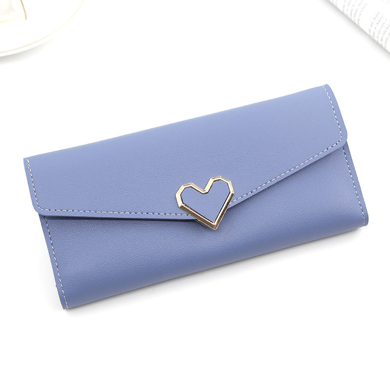 Women's Fashion Simple Heart-shaped Long Large Capacity Clutch Card Holder