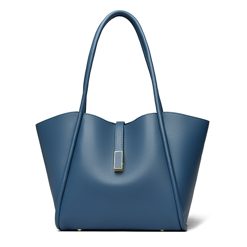 Women's Simple Large Capacity Totes Trendy Leather Shoulder Bags