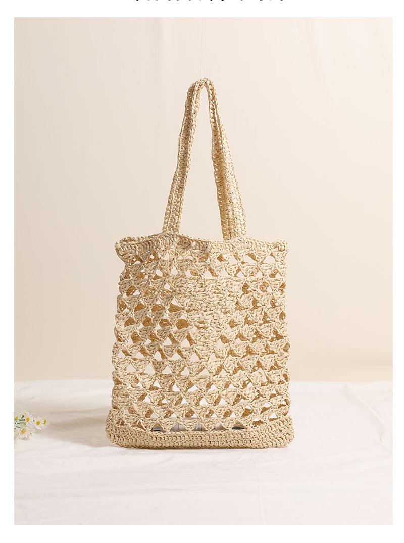 Women's One Straw Hollow Out Woven Vacation Shoulder Bags