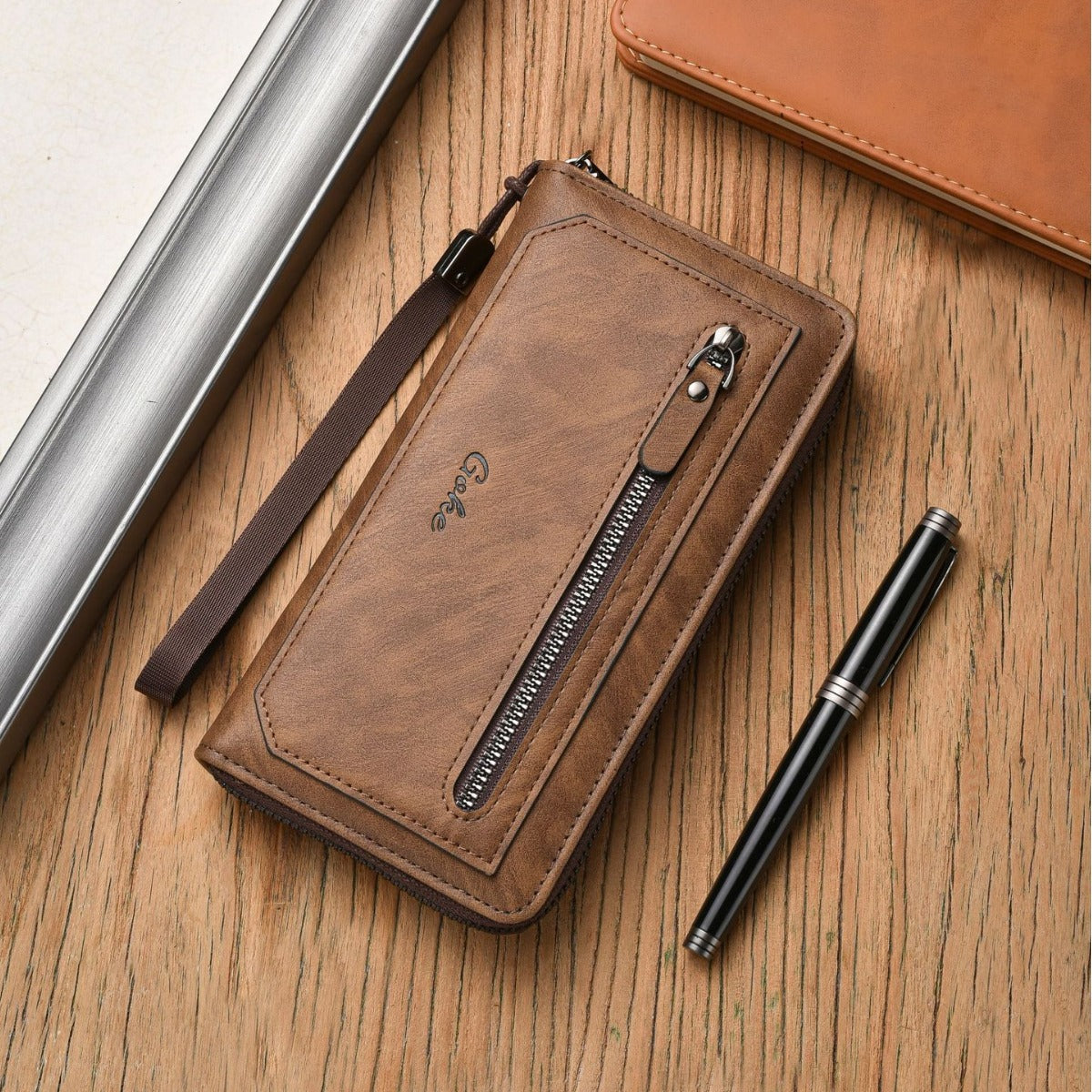 Men's Long Large Capacity Multiple Slots Zipper Document Men's Wallet