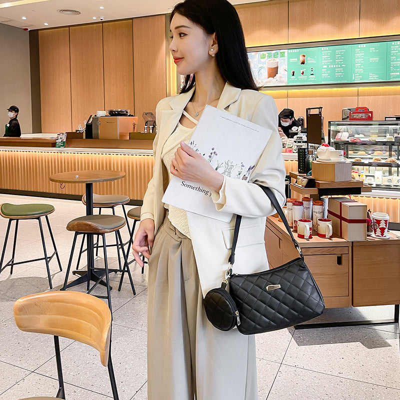 Set Trendy Diamond Pattern Textured Mother Live Bags