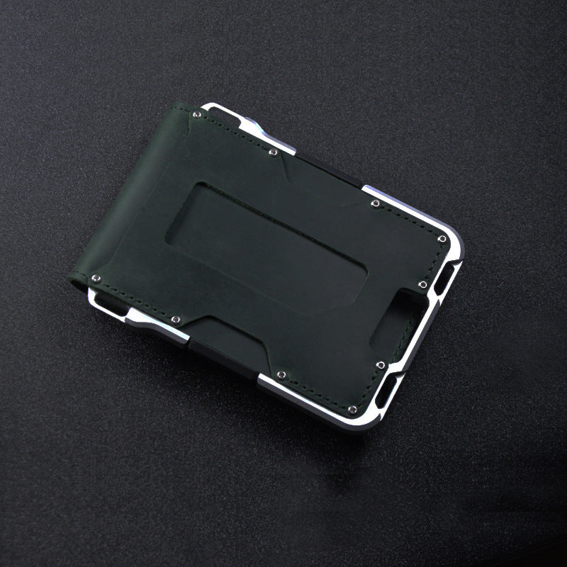 Men's Metal Aluminum Alloy Multifunctional Leather Credit Card Holder