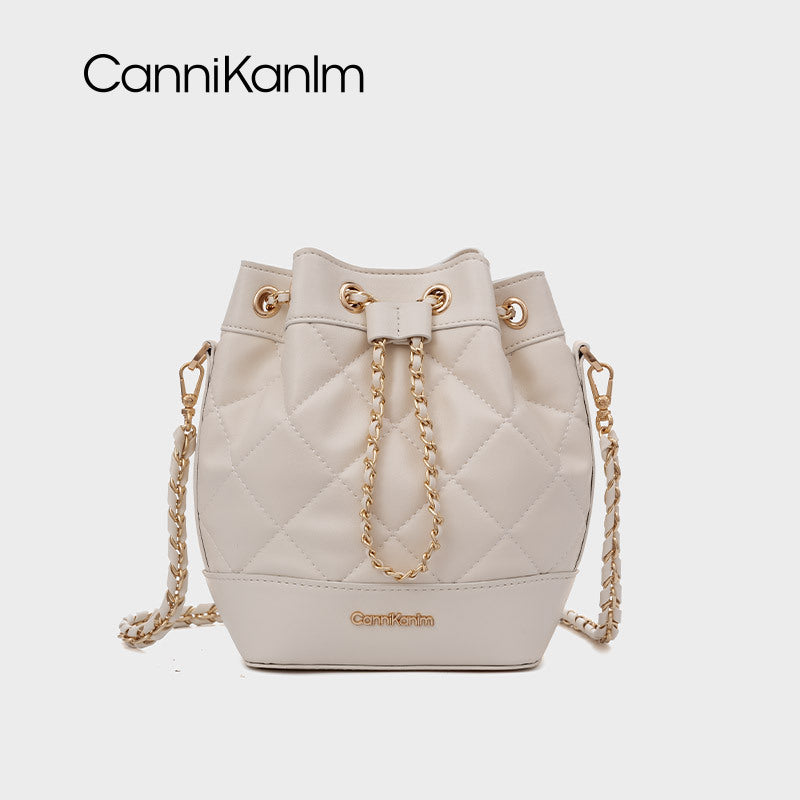 Women's Genuine Leather Advanced Texture Chain Bucket Bags