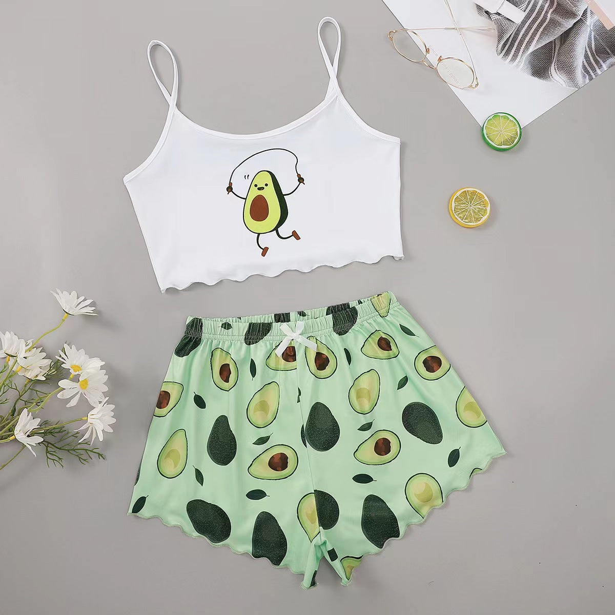 Classic Printed Strap Tube Home Wear Suits