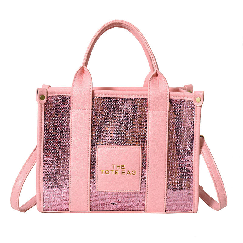 Ditch Hand-held Female Niche Sequins Contrast Tote Bags