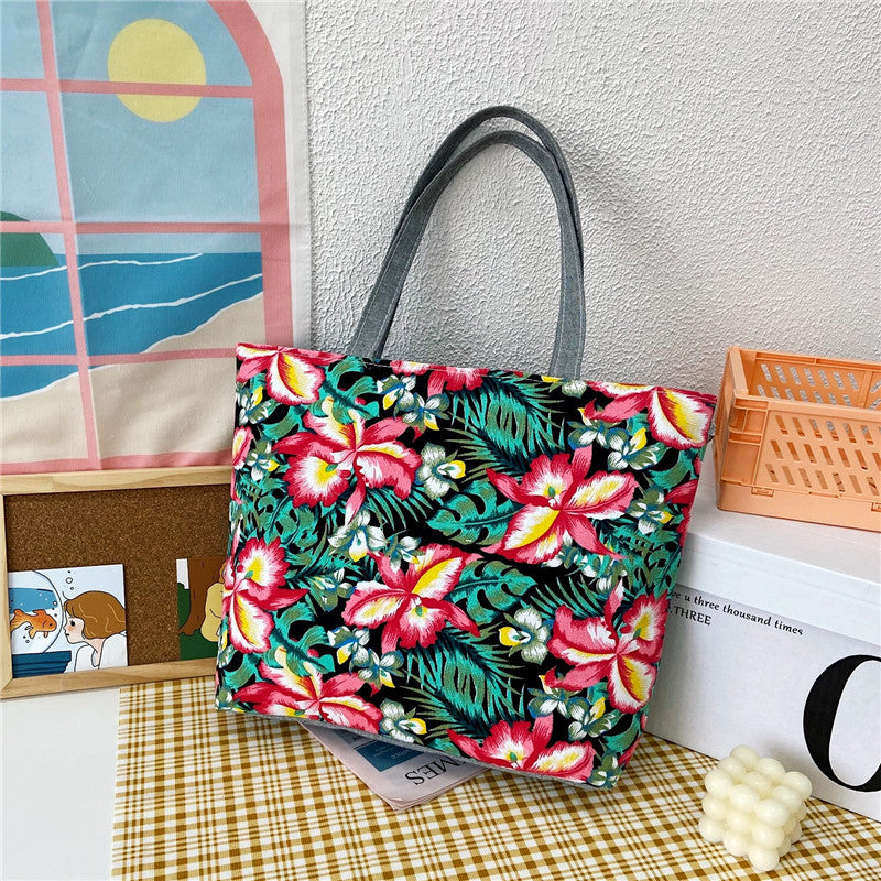 Women's Canvas Large Capacity Printed Korean Literary Women's Shoulder Bag