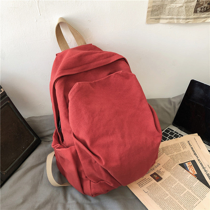 Trend Solid Color Female Class Simple Backpacks