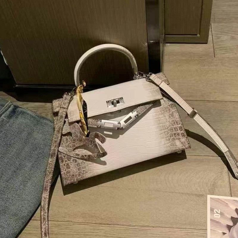 Women's Second Generation Kelly Crocodile Pattern Versatile Portable Stone Women's Messenger Bag
