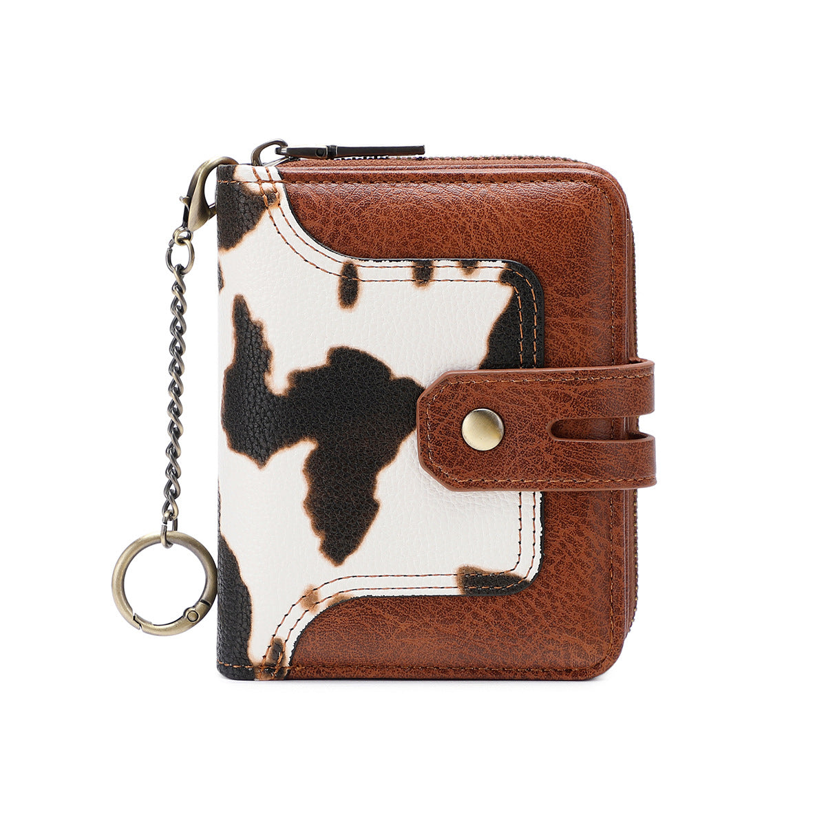 Women's Swiping Chain Printing Color Contrast Short Ladies Wallet