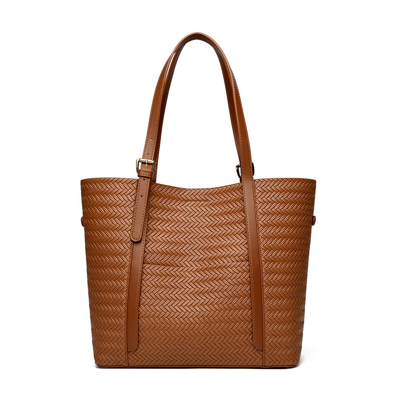 Women's Fashionable Woven Pattern Commuter Large Capacity Vegetable Bags