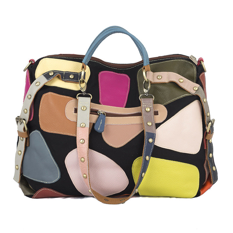 Women's Ethnic Style Geometric Pattern Contrasting Color Hand Women's Handbag
