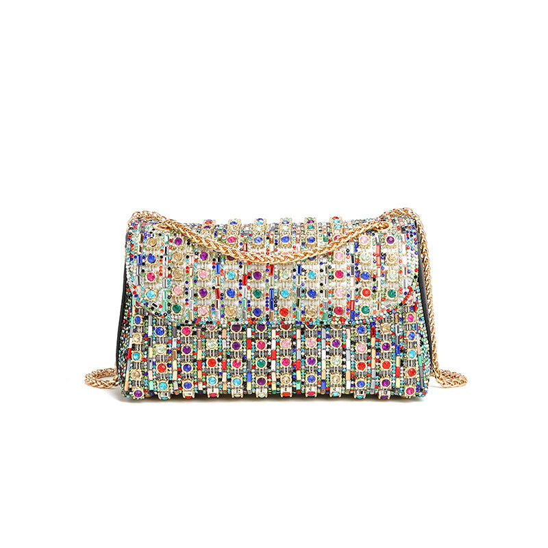 Women's Dinner Diamond Chain Textured High Evening Bags