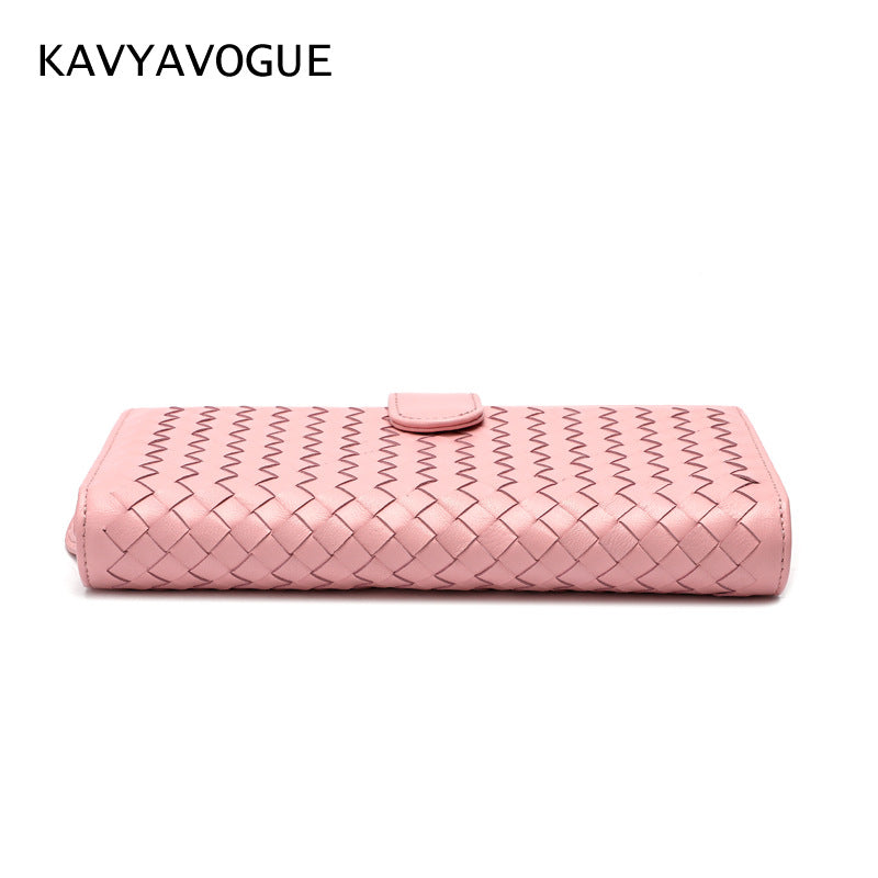 Women's & Men's & Leather Woven Long Clutch Zipper Ladies Wallets