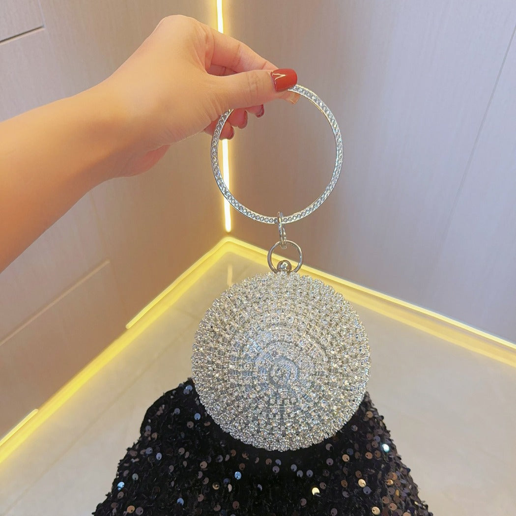 Round Spherical Sier Mini Hand Holding Evening Bags
