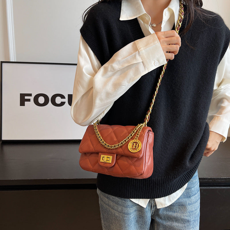 Classic Style Rhombus Embroidered Line Female Bags