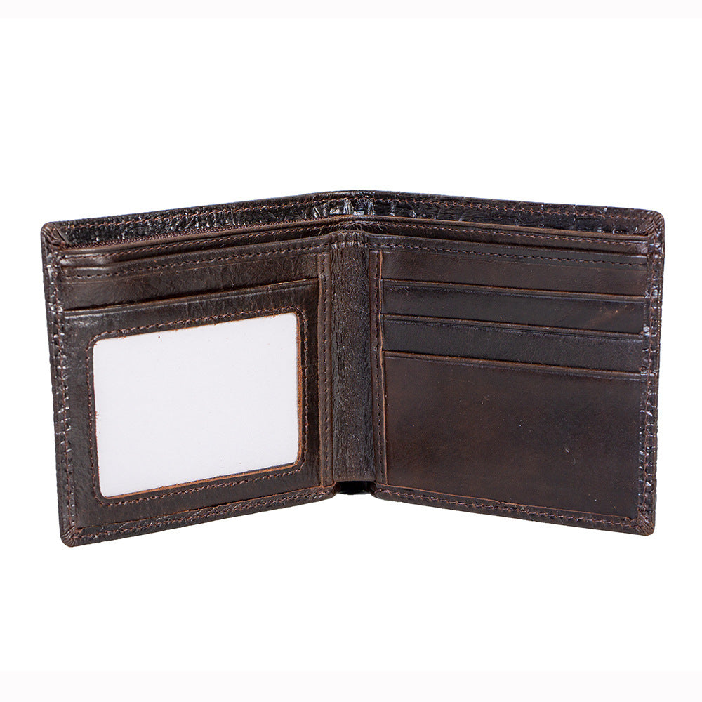 Embossed Leather For Man Horizontal Vertical Crocodile Head Textured Men's Wallet