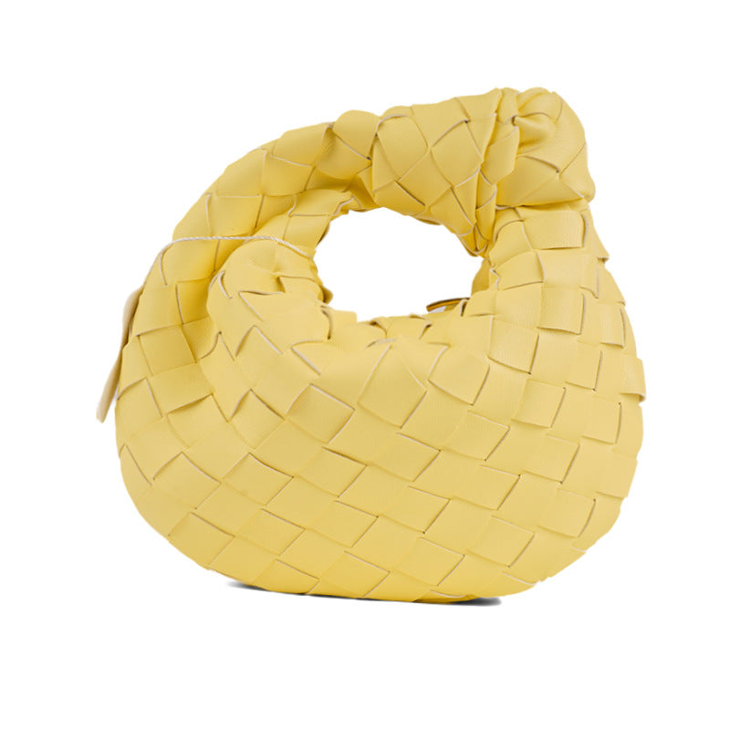 Mini Woven Handmade Croissant Gold Hardware Handbags
