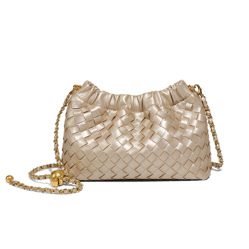 Women's Pleated Cloud Fashion Golden Ball Hand-woven Bags