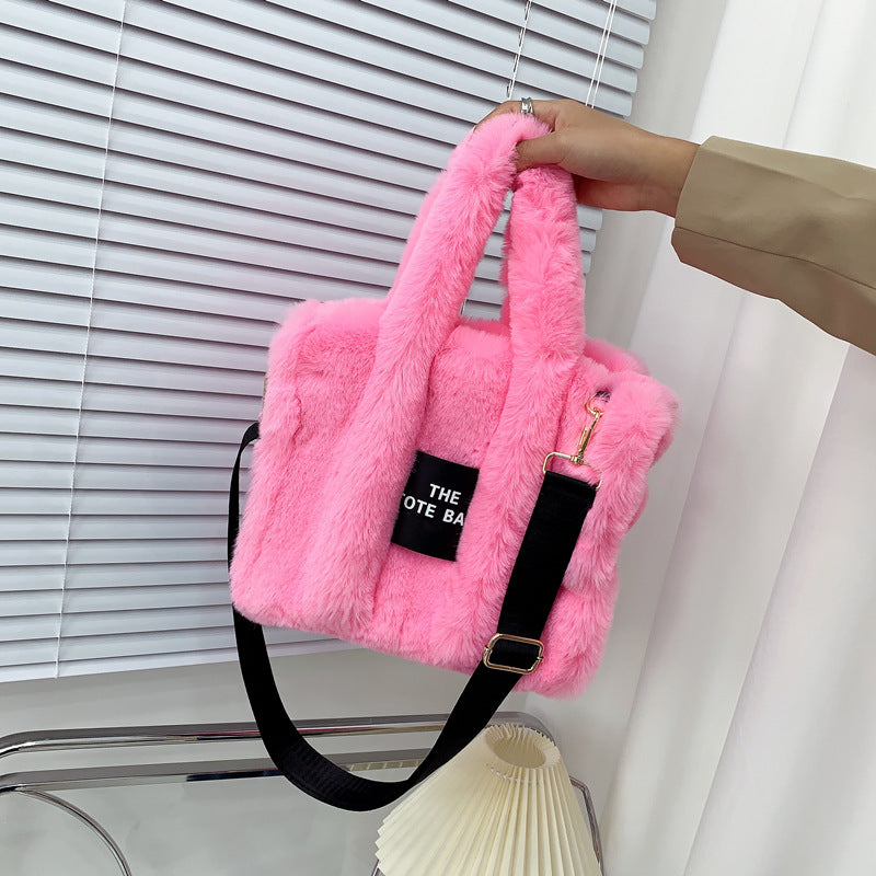 Women's Faux Fur Plush Shopping Commuter Bags