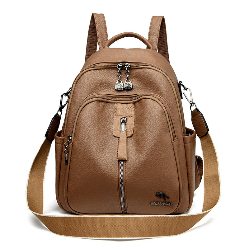 Women's Kangaroo Soft Leather Fashion Mom Large Backpacks