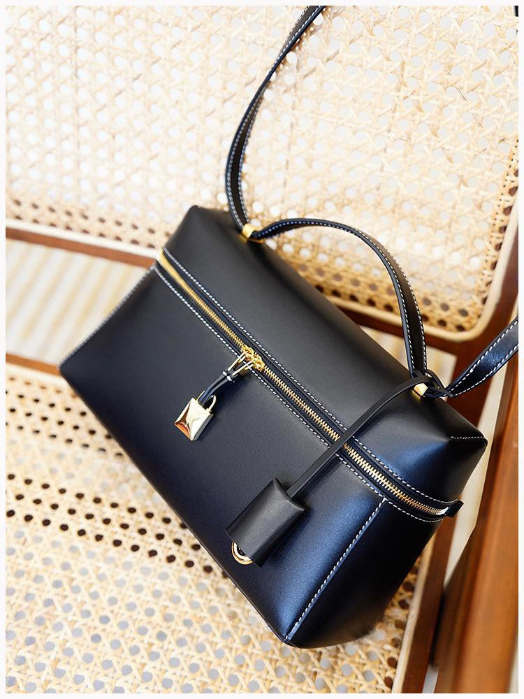 Meal Box High Texture Leather Large Shoulder Bags