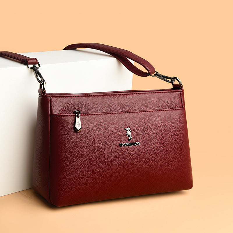 Women's Color Soft Leather Large Capacity More Than Crossbody Bags