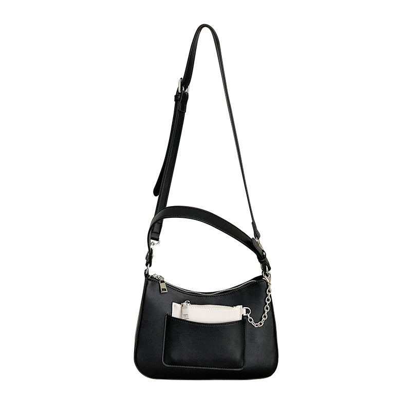 Women's Design Contrast Color Chain Pocket French Crossbody Bags