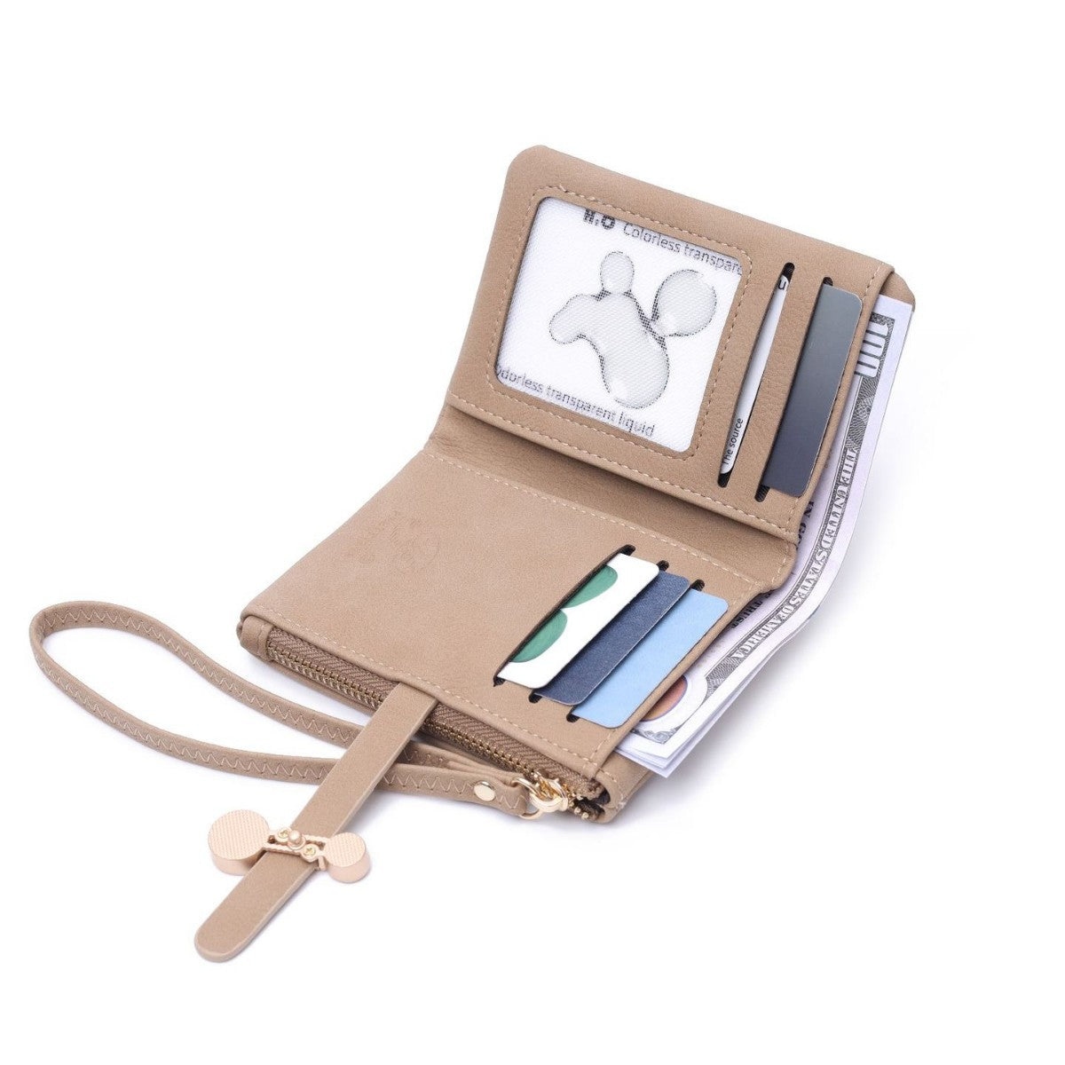 Women's Short Korean Solid Color Zipper Hasp Folding Ladies Wallet