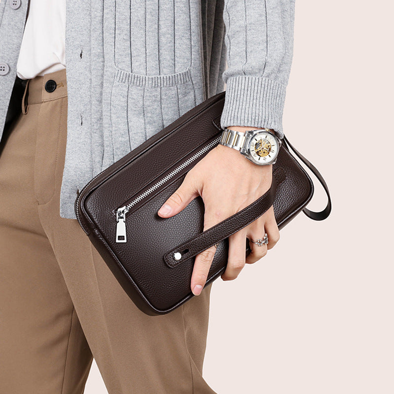 Men's Clutch Leather Large Capacity Soft Cowhide Men's Handbags