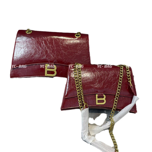 Hourglass Large Oil Wax Leather Chain Underarm Shoulder Bags