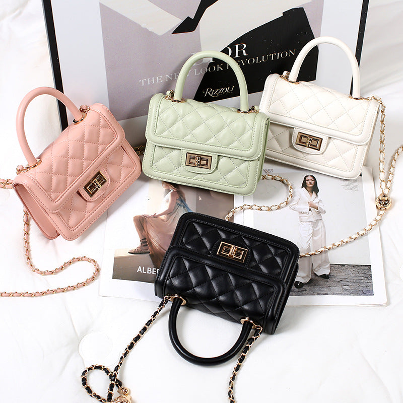 Fashionable High-grade Classic Style Rhombus Chain Small Square Bags