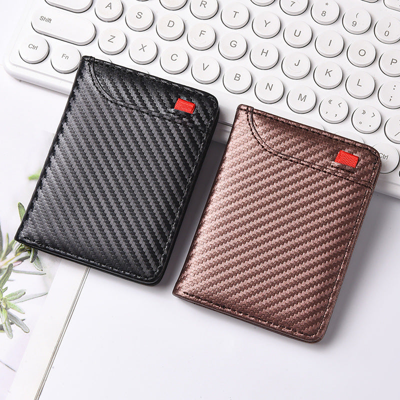 Men's Business Carbon Fiber Pattern Vertical American Men's Wallet