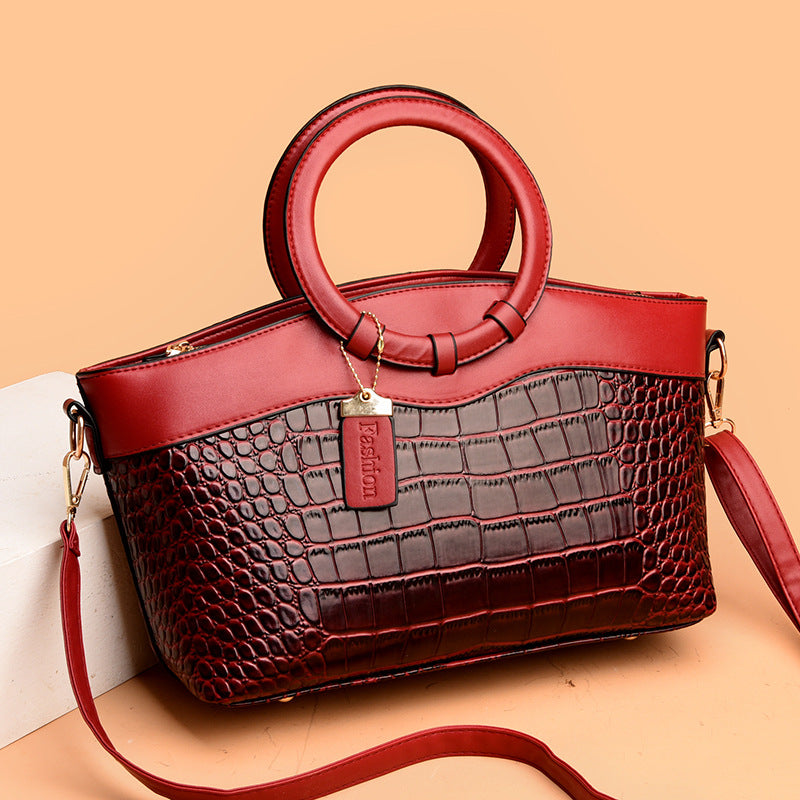 Women's Fashion Crocodile Pattern Mixed Color Handbags